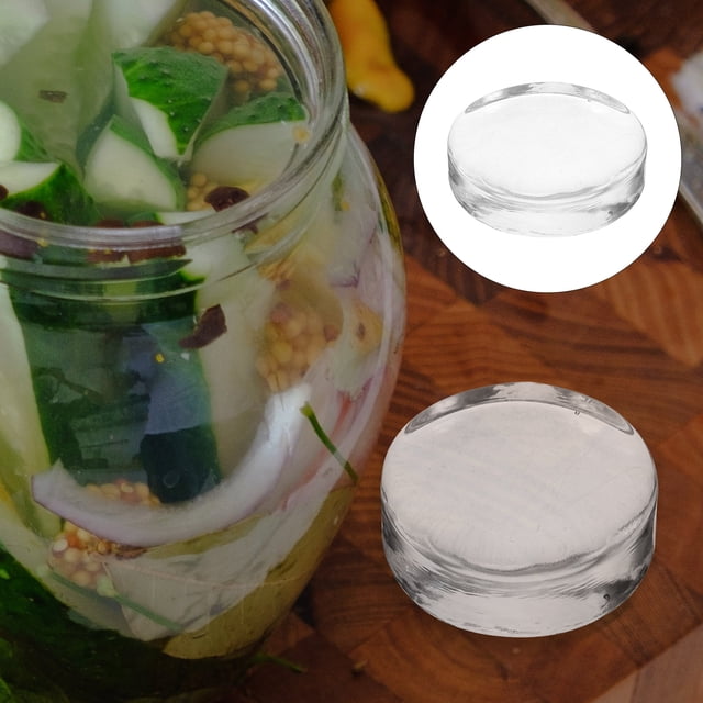 DEEPCRAFF Home Kitchen Glass Fermenting Weight Clear Round Shape for Pickling Vegetables and Sauces