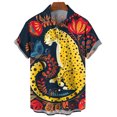 thumbnail image 5 of Camisa de manga corta con estampado 3D de leopardo y tigre para hombre, camisa informal de moda de verano, camisa de calle de gran tamaño, 5 of 5