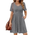 thumbnail image 4 of Fantaslook Short Sleeve Dresses for Women V Neck Summer Midi Dresses Empire Waist Tunic Casual Dress with Pockets, 4 of 8
