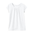 thumbnail image 4 of Karoyedx Girls Plain Tshirts Toddler Girls Short Sleeve Shirts Pleated Neck Cotton T-Shirts Baby Girl Summer Tee Tops Size White Size,7-8 Years, 4 of 6