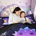 thumbnail image 5 of Manfei Colorful Axolotl 7-Piece Twin Bedding,Kawaii Animal Bedding Comforter Set,Black Reversible, 5 of 7