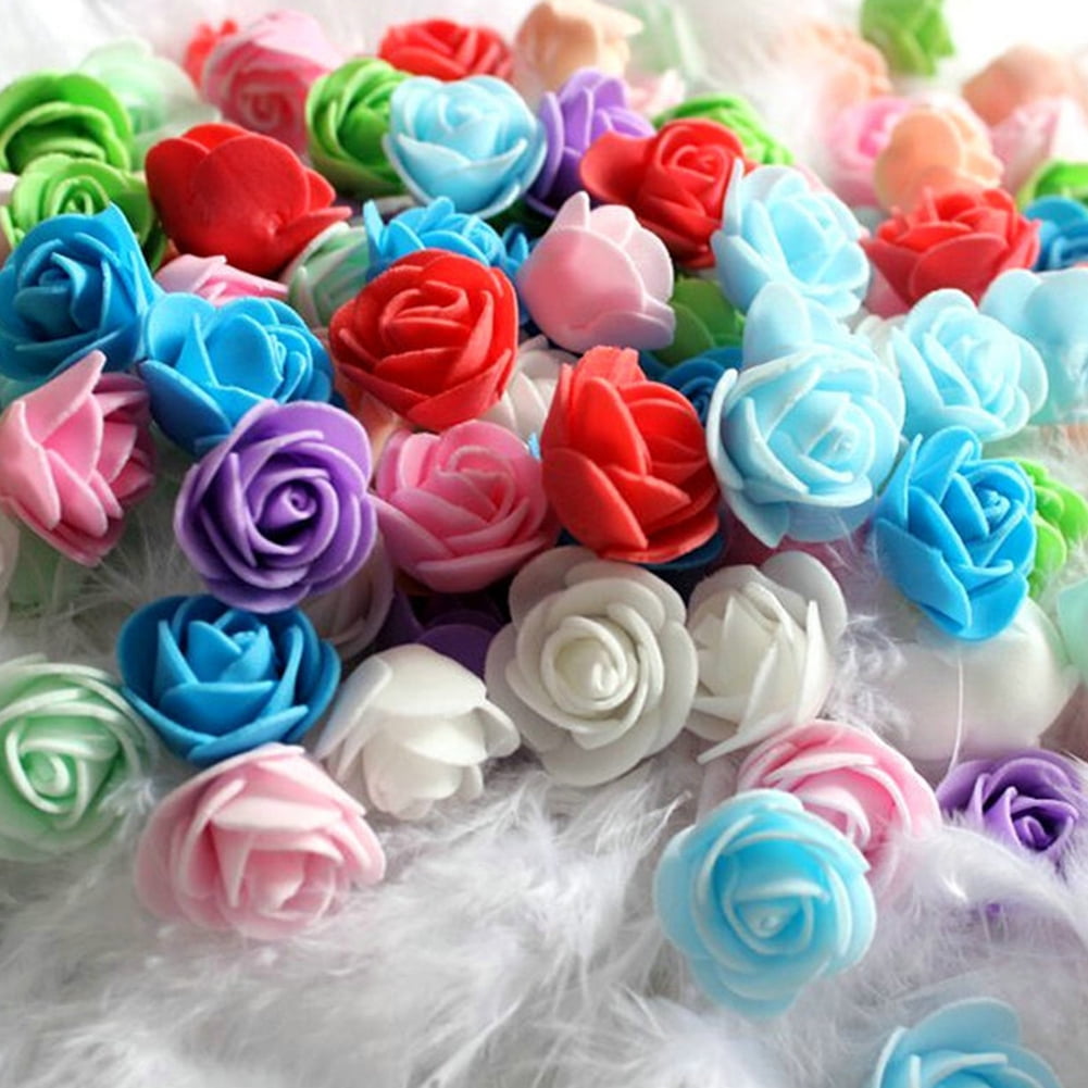 Pink foam roses 2 cm heads,crafts,wedding decoration,wired stems,12 heads only 