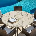 thumbnail image 6 of Sparrow Round Tablecloth, Fitted Table Cover with Elastic for 45"-54" Round Tables, Spring Birds on The Branches Retro Country Beige Table Cloth Outdoor Indoor Dinning Party Waterproof Tablecloths, 6 of 7