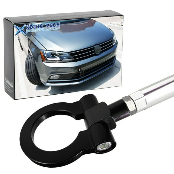 Xotic Tech Sports Track Racing Style CNC Aluminum Tow Hook Ring Compatible with Jetta MK6 2011-2018 6th (Black)