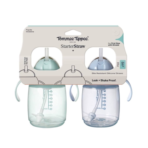 Vaso con Contrapeso Tommee Tippee Starter Straw 10oz, Azul y Verde