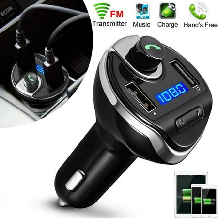 Bluetooth FM Transmitter, EEEkit Wireless In-Car FM Transmitter Radio Adapter Car Kit, Universal Car Charger with Dual USB Charging Ports, Hands Free Calling for iPhone, Samsung, HTC, etc