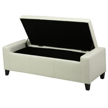 Scout Bonded Leather Storage Ottoman Ivory Walmart Com