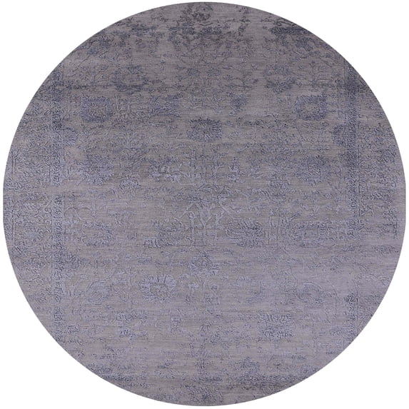 Ahgly Company Machine Washable Indoor Round Industrial Modern Viola Purple Area Rugs, 8' Round