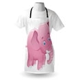 thumbnail image 3 of Elephant Nursery Apron Comic Safari Animals as Toddler with Tusks Mammal Savannah Zoo Cartoon, Unisex Kitchen Bib Apron with Adjustable Neck for Cooking Baking Gardening, Pink White, by Ambesonne, 3 of 3