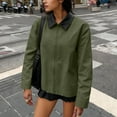 thumbnail image 2 of Otntypg Women Barn Jackets 2025 Fall Trendy Contrast Collar Jacket Coat Casual Oversized Zip-Up Long Sleeve Outerwear with Pockets Army Green L, 2 of 6