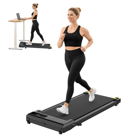 Alvantor 2.5HP Walking Pad Treadmill, Manual Incline Under Desk Treadmill with Shock Absorption for Small Apartments, Black