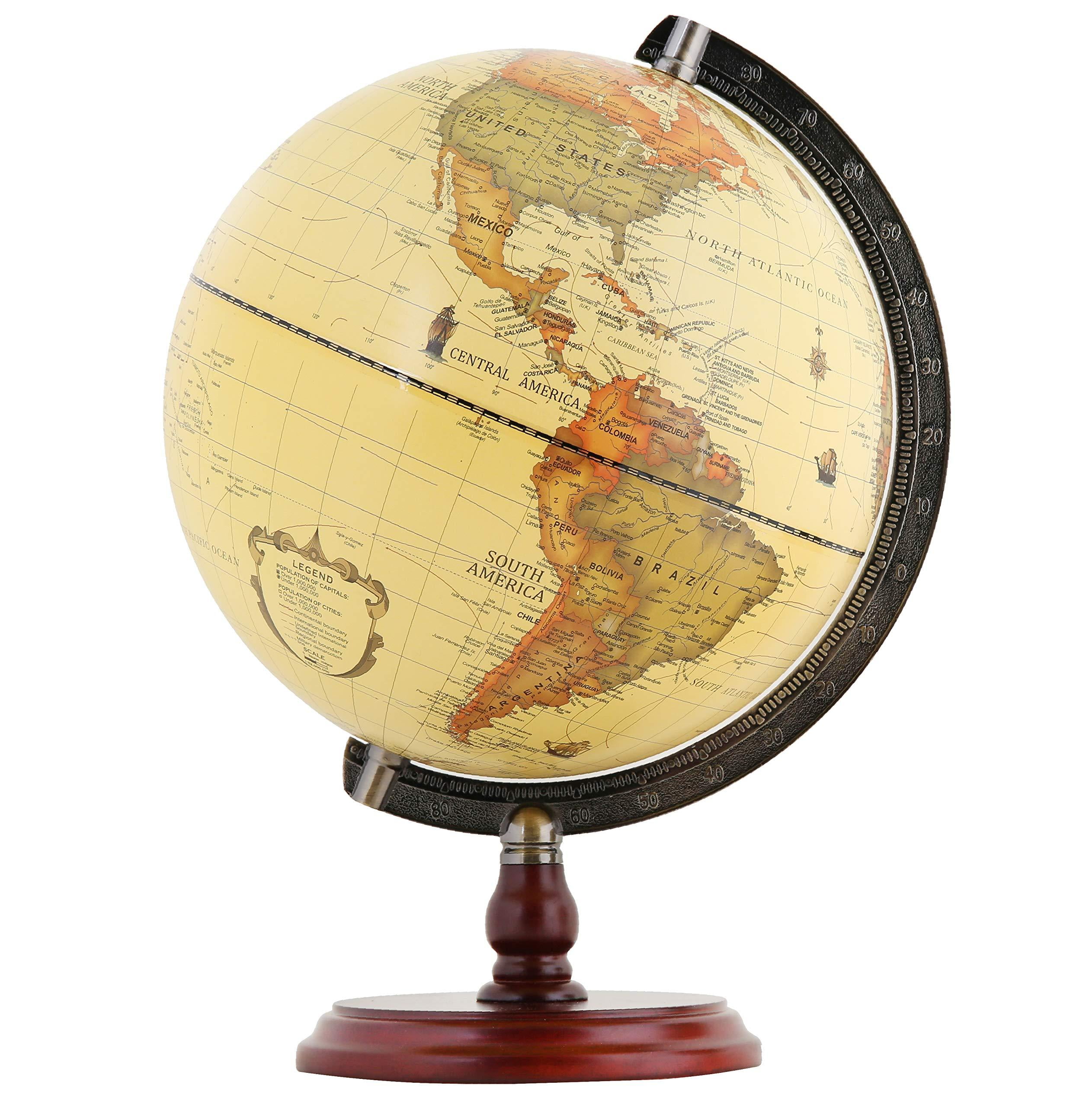 School Globes World HD Vintage Large Table Top Rotating Geographic Map Globe Decoration Office Decoration-12 Inch Creative Gift