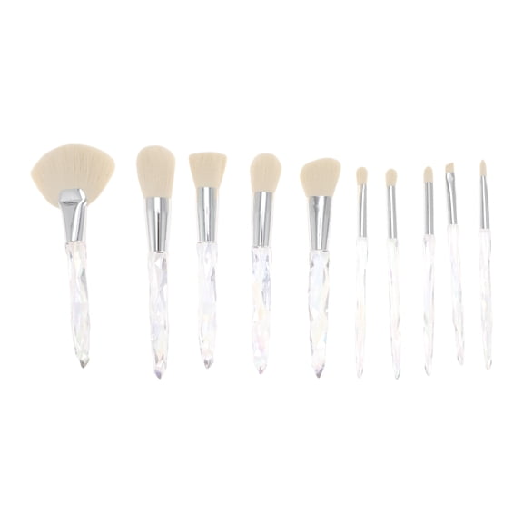 Unique Bargains 10 Pcs Durable Lightweight Makeup Brush Set for Business Travel White Artificial Fiber Wool Plastic