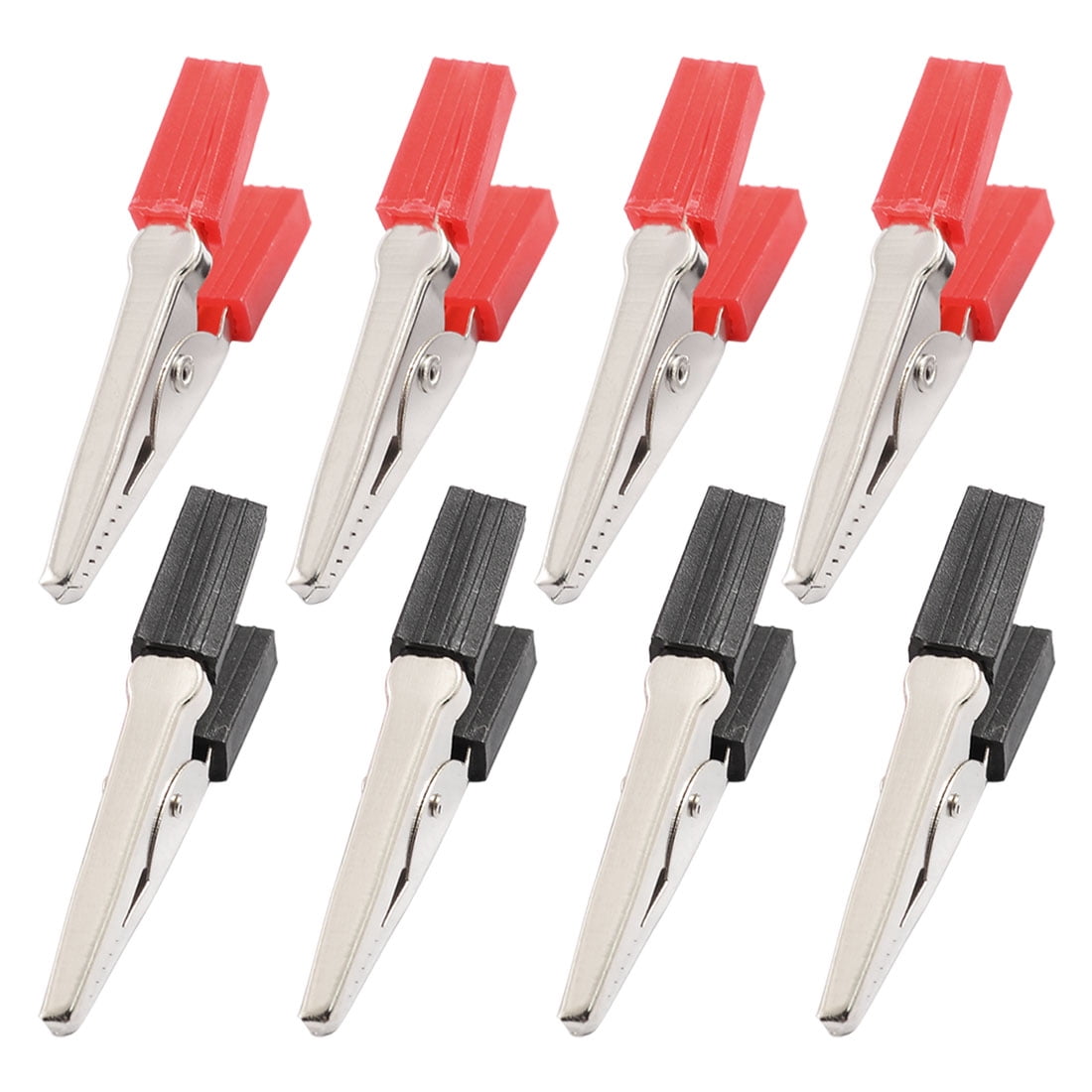 8x Crocodile Alligator Clips Connectors for Test Leads Red and Black 28mm 