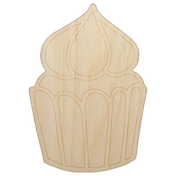 Hand Drawn Cupcake Doodle Wood Shape Unfinished Piece Cutout Craft DIY Projects - 6.25 Inch Size - 1/8 Inch Thick
