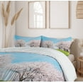 thumbnail image 6 of Ambesonne Tree Duvet Cover Sets, Japanese Spring Flowers, 2-King, Aqua Pink Green, 6 of 7
