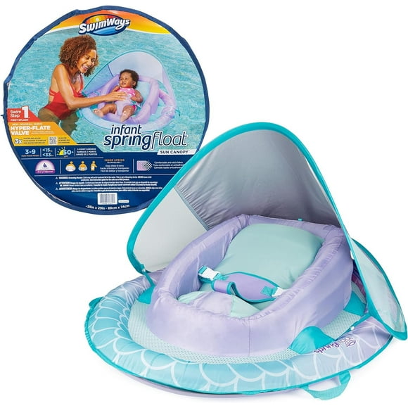 SwimWays Mermaid Infant Spring Float  UPF 50+ Sun Canopy & Fast Inflation Tech