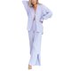 thumbnail image 1 of VISgogo Traje de pantalón de dos piezas para mujer, blusa de manga larga de color liso y pantalones de corte recto VISgogo  moda, 1 of 7