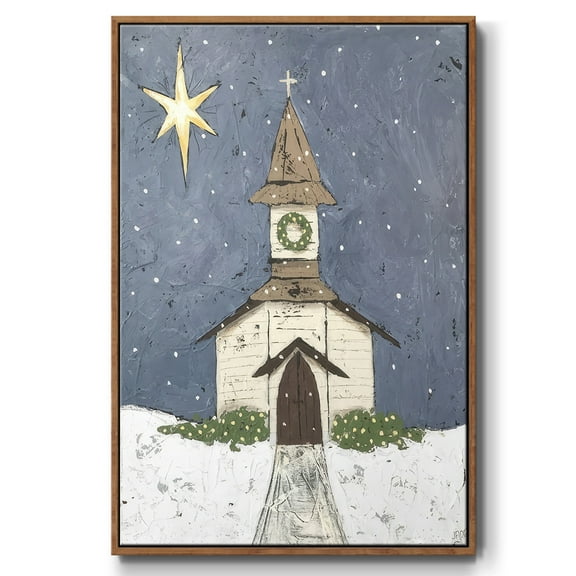 A Silent Night III - Framed Gallery Wrapped Holiday Canvas - 17 x 25 - Rosewood Frame