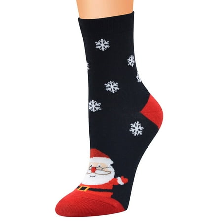 

Fanvereka Christmas Knee-high Stockings Xmas Cartoon Mid-calf Length Socks Women Gifts