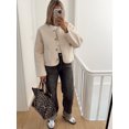 thumbnail image 2 of Abrigo corto de lana de cordero para mujer, chaqueta elegante de manga larga con bolsillos y cuello redondo, ropa cálida de otoño e invierno, 2024, 2 of 5