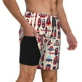 thumbnail image 2 of Naloa Rocket Pattern Print Men Swim Trunks with Compression Liner ,Board Shorts,Men's Swim Shorts with Drawstring and Elastic Waistband-X-Large, 2 of 6