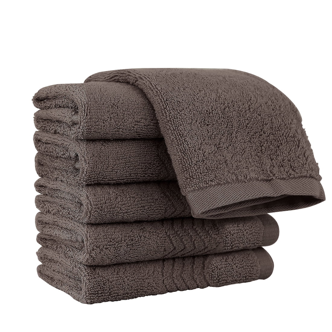 Unique Bargains 100% Cotton 6-Pack Washcloth Face Towels 13" x 13" Coffee Color