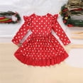 thumbnail image 5 of ZEHJUHAN Toddler Girls' Cute "LOVE" Embroidered Dress Round Neck Long Sleeve Ruffle Hem A-Line Princess Dress Red，12-18M, 5 of 11
