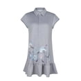 thumbnail image 5 of Leutsin Robe Mini d'Été pour Femme, Ample, Ligne A, Col en V, Imprimé Marguerites, Manches Courtes, Fente, Grande Taille, 5 of 5