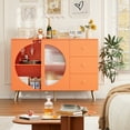 thumbnail image 2 of Homfa Coffee Bar Cabinet with 3 Drawers & Glass Door, Modern Buffet Sideboard Bar Table for Dining Room, Orange, 2 of 7