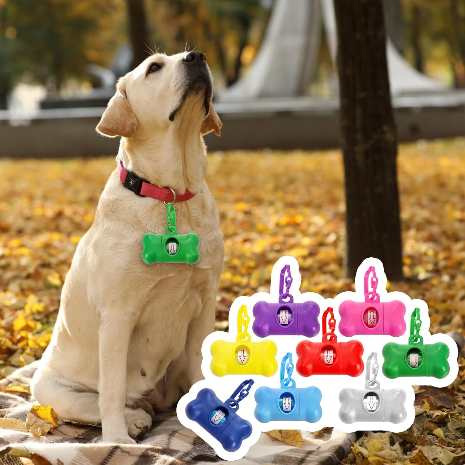 56 Pack Dog Poop Trash Bag Holder Dispenser Dog Poop Waste Bag Holder, Leak Proof, Dispenser Pet Waste Disposal Bag for Leash with Hook, PET Waste Bags for Walking Dogs Outdoor, Multiple Colors