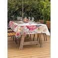 thumbnail image 2 of Outdoor Tablecloth with Umbrella Hole and Zipper, Pink Flower Rectangle Table Cloth 54x80 Inch Waterproof Tablecloth, Spring Floral Butterflies Birds Farmhouse Picnic Table Cover for Patio Camping, 2 of 7