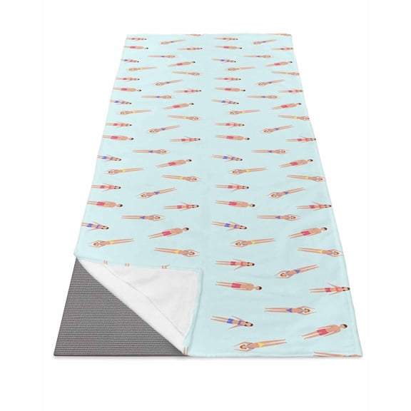 Summer Swimmers Yoga Towel for Hot Yoga Non Slip, Cartoon Swimming Girls Boys Sports Yoga Mat Towel Absorbent Yoga Sweat Towels Microfiber Hot Yoga Blanket for Bikram Pilates 26"x70"