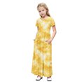 thumbnail image 2 of ATOGUTA Girls Party Dresses Short Sleeve Floral Print Loose Casual Long Maxi Dress with Pockets Yellow, Size 4-14 Years, 2 of 5
