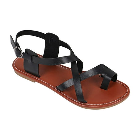 

Kukoosong Flip Flops for Women New Summer Flat Shoes Casual Pullover Toe Womens Sandals Beach Shoes Flat Sandals for Women Black 41