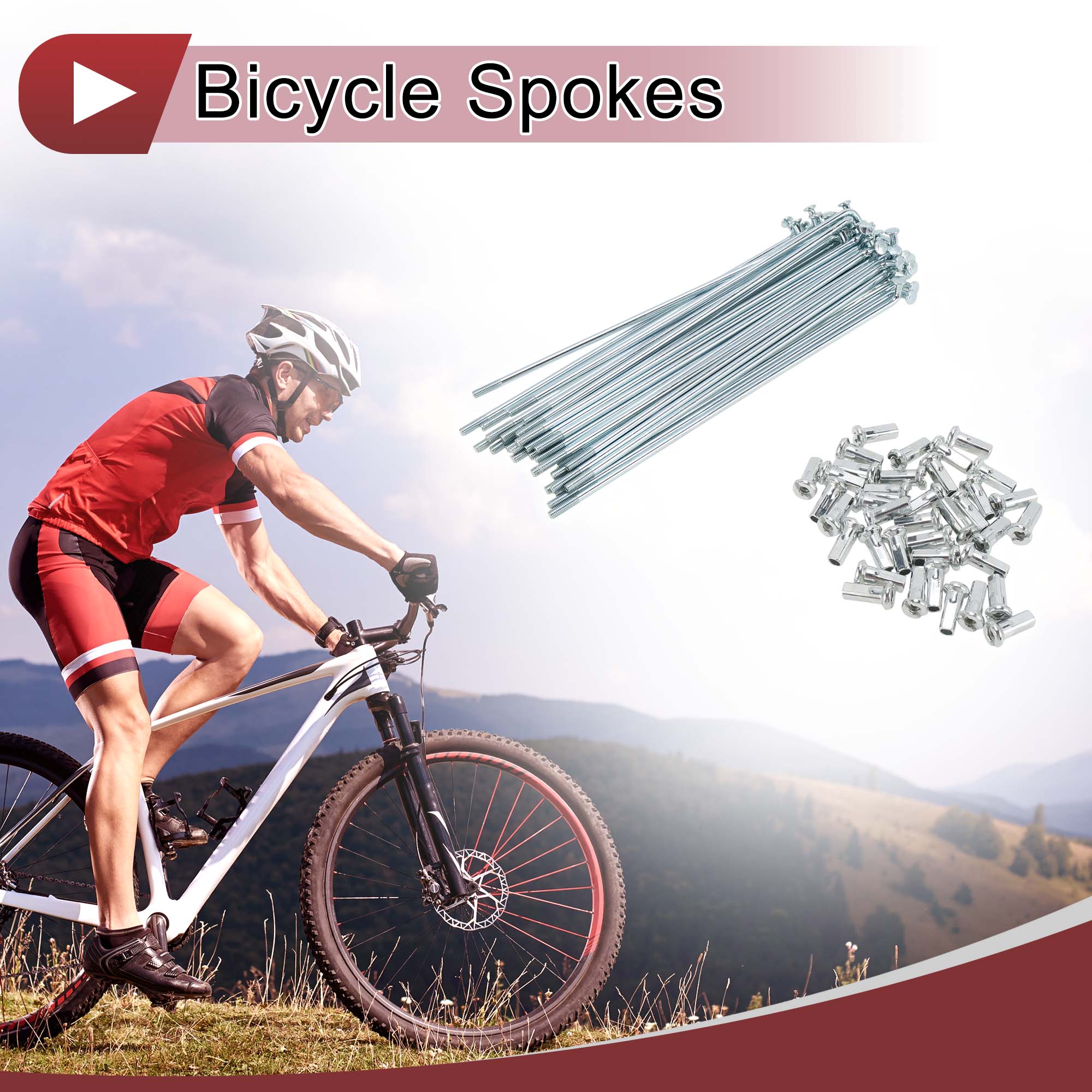 Unique Bargains 38Pcs Durable 12G Bike Wheel Spokes Galvanized Carbon Steel Silver 5.16"