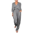 thumbnail image 2 of ZenCart 2 Pcs/Set Women Top Pants Suit V Neck Long Sleeves Cross Blouse High Waist Pleated Wide Leg Trousers Formal Commuting Outfit for Spring Summer, 2 of 8
