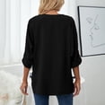 thumbnail image 4 of Camisa de gasa plisada, blusas de gasa con mangas enrolladas para mujer, blusa de gasa de Color puro, eleva tu experiencia, 4 of 6