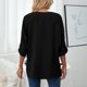 thumbnail image 4 of Blusa de gasa con mangas enrollables, blusa informal con cuello en V y mangas enrollables para mujer, camisa de gasa plisada, solución innovadora, 4 of 6
