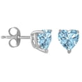 thumbnail image 4 of AoneJewelryHeart Aquamarine Earrings for Women in 14k White Gold ( 6mm ) Prong-Setting, 4 of 4