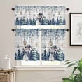thumbnail image 2 of Blue Snowman Christmas Kitchen Curtains and Valances Set, Eucalyptus Xmas Tree Balls Vintage Rod Pocket Window Valance Window Curtain Panels for Living Room Bedroom Laundry, 27.5x24in, 3 Pieces, 2 of 7