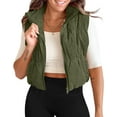 thumbnail image 2 of Women Corduroy Lightweight Sleeveless Padded Coat Zip Up Cropped Puffer Vest, 2 of 6
