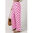 thumbnail image 5 of Black 2-Tone Checked Print High Waist Wide Leg Pants, 5 of 5