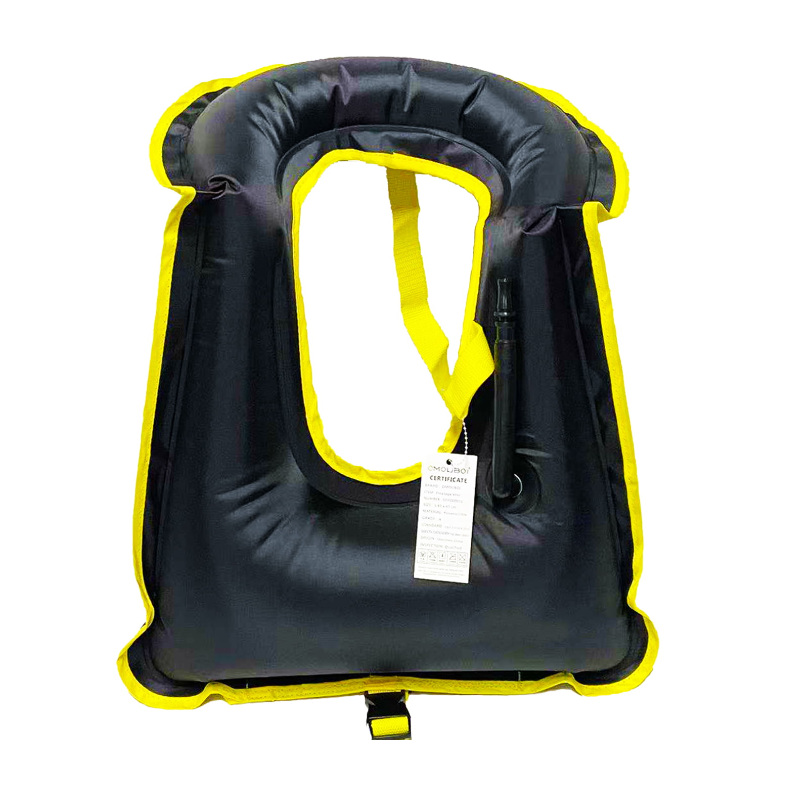 Boating Portable Snorkel Life Jacket Inflatable Swim Vest Green/Orange/Yellow 