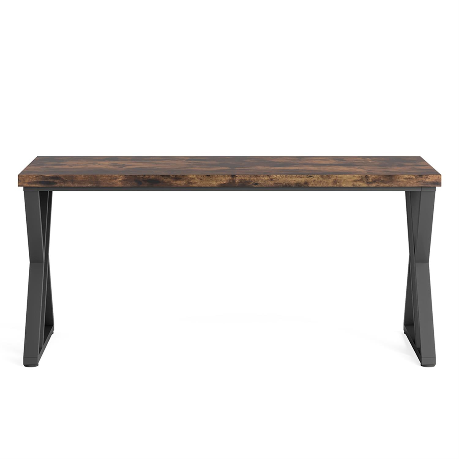 Demi Bonn 55" Heavy-Duty Computer Desk, Gaming Desk, Simple Work Desk for Home Office, Study, Living Room, Brown