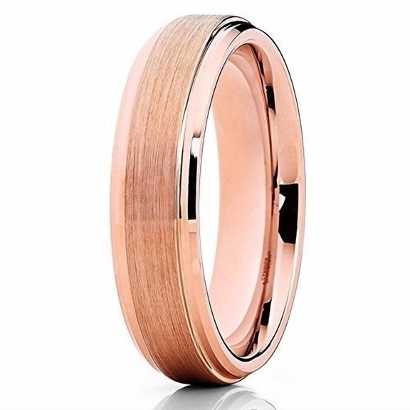 Tungsten Wedding Band 6mm Rose Gold Tungsten Ring Brushed Tungsten Band Tungsten Carbide Comfort Fit