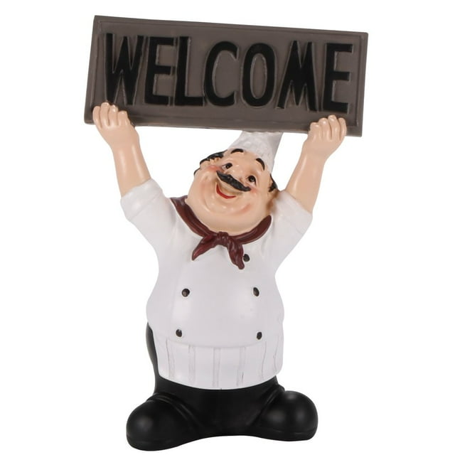 Résine Chef Décoration Rétro Hand Up Chef Exquis Bienvenue Signe Ornement Fadeless Chef Figure