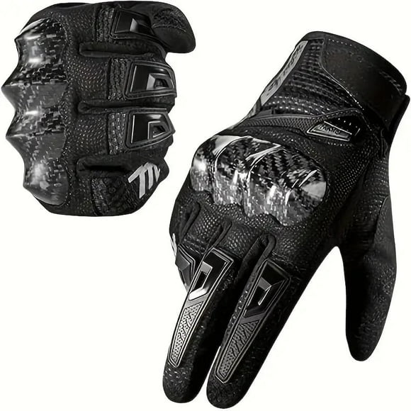 Guantes de Motocicleta para Deportes Al Aire Libre para Hombre: Guantes de Montar con Dedo Completo y Pantalla Táctil