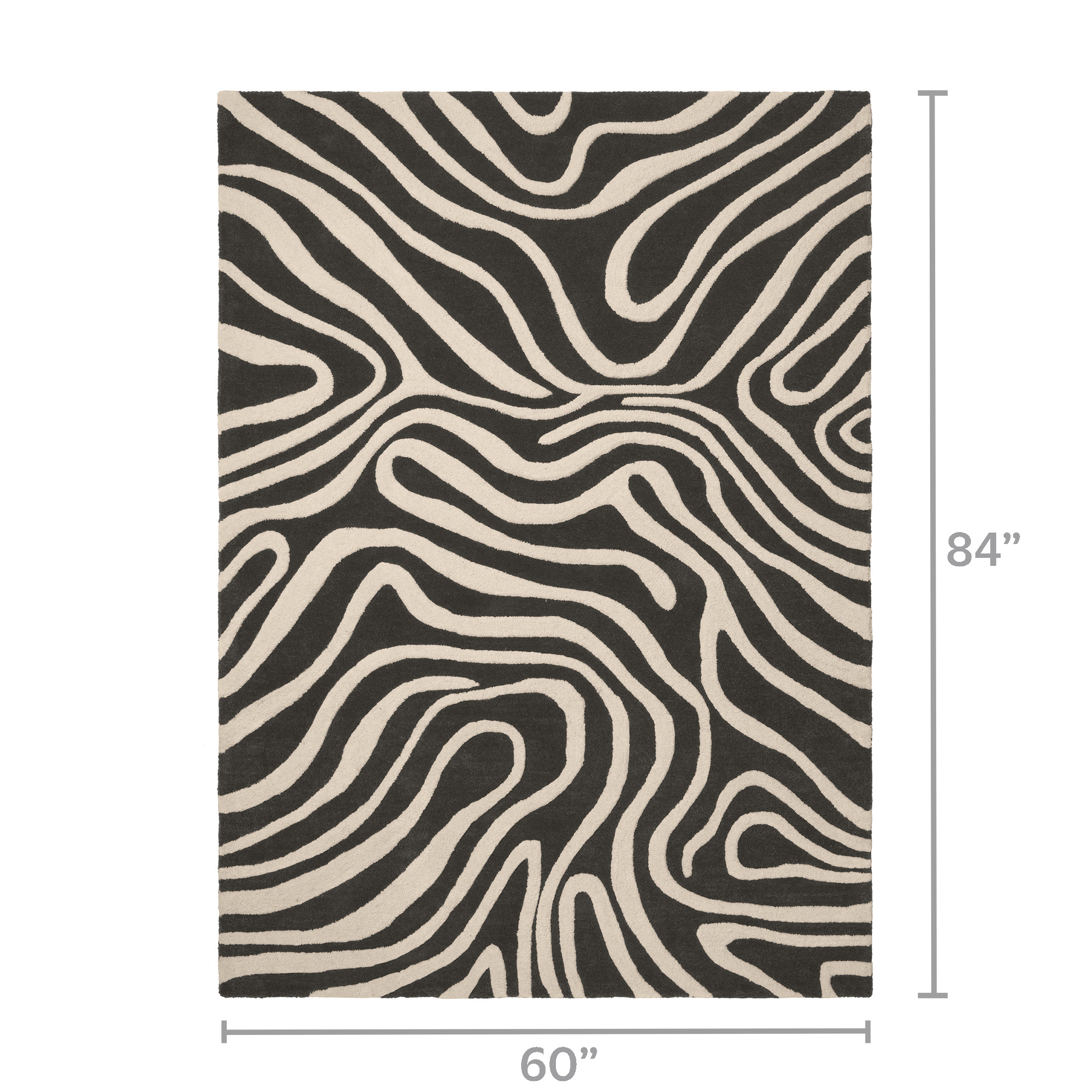 Temi Coker for Walmart Hand Tufted Area Rug, 5' x 7', Black and White