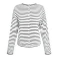 thumbnail image 4 of felwors Womens Striped Cardigan Casual Long Sleeve Open Front Button Down Loose Knit Lightweight Fall Sweaters Grey, L, 4 of 5